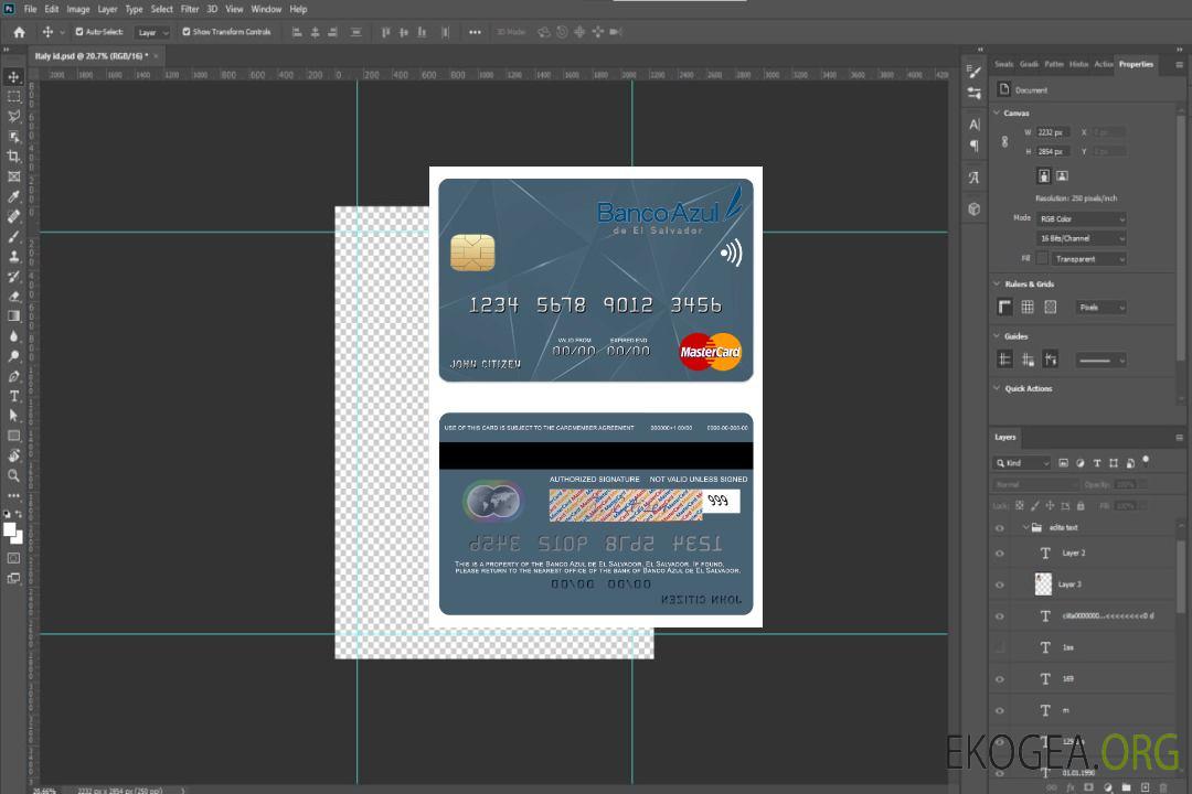 Salvador Mastercard Banco Azul de El Salvador template